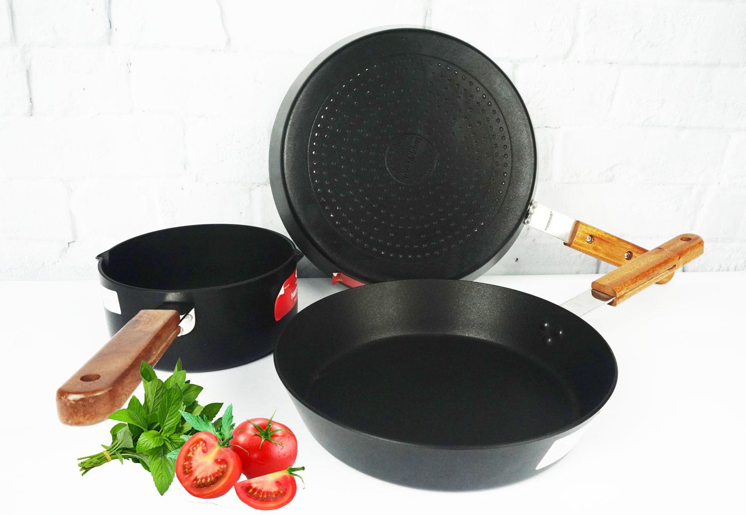 Bộ nồi chảo 3 chiếc đáy từ HappyCook lava HC-03LVC