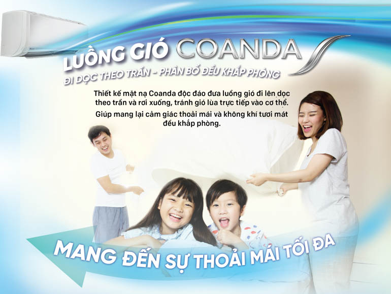 Luồng gi&oacute; Coanda tr&ecirc;n điều h&ograve;a Daikin