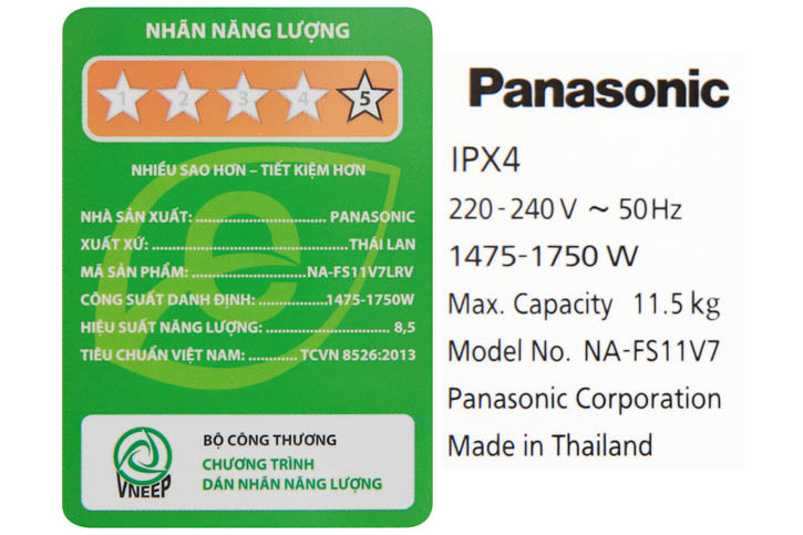 Máy giặt cửa trên Panasonic Inverter 11 Kg NA-FS11V7LRV