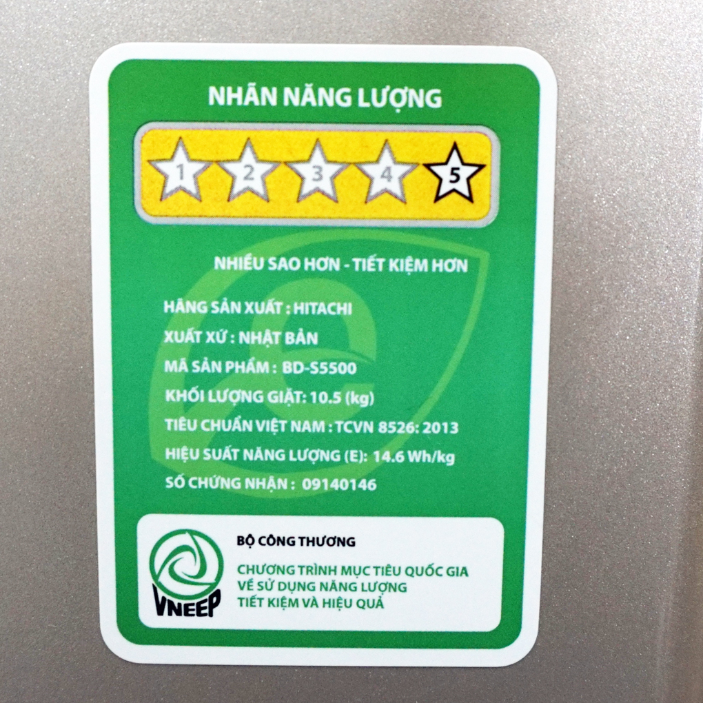 Máy giặt sấy lồng ngang Hitachi 10.5/7kg inverter BD-S5500(N)