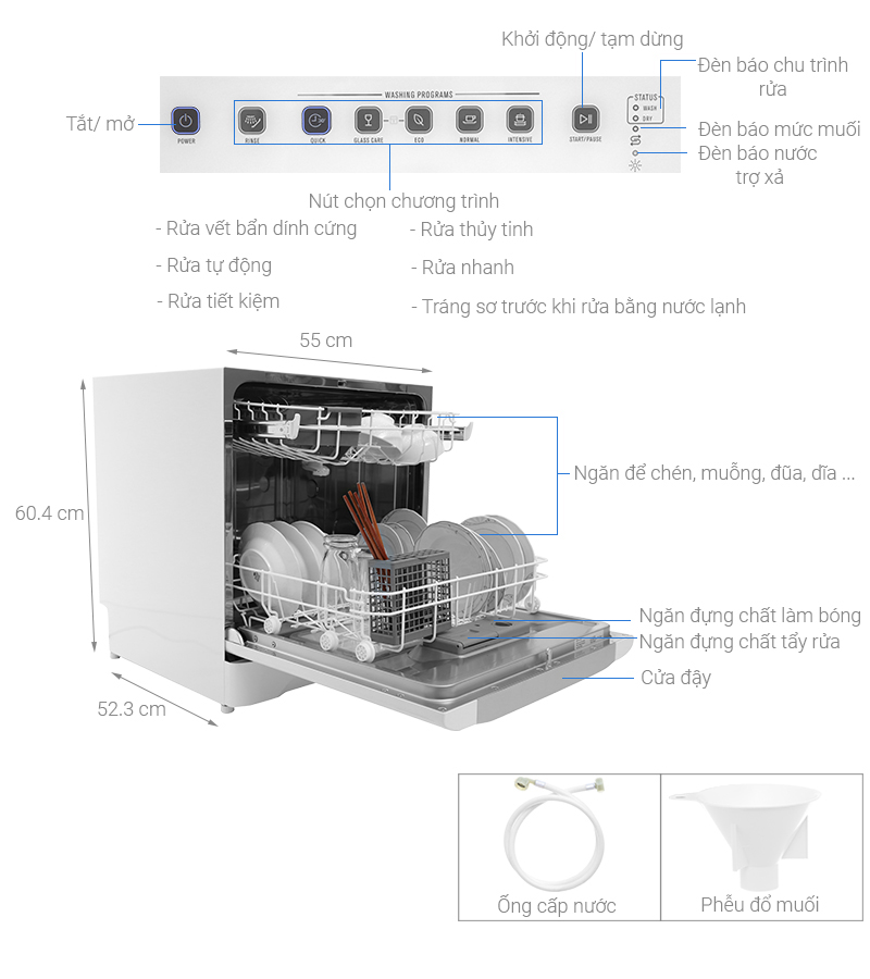 Thông số kỹ thuật Máy Rửa Bát ELECTROLUX ESF6010BW