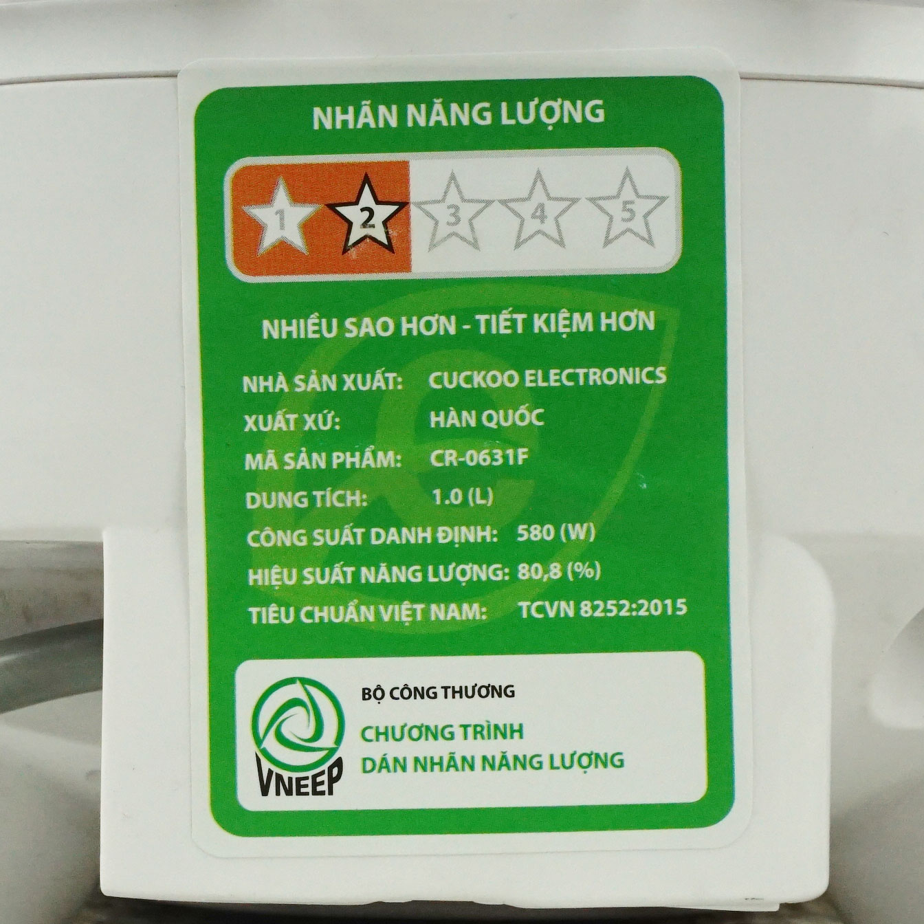 Nồi cơm điện tử 1 lít Cuckoo CR-0631F nhập khẩu Hàn Quốc