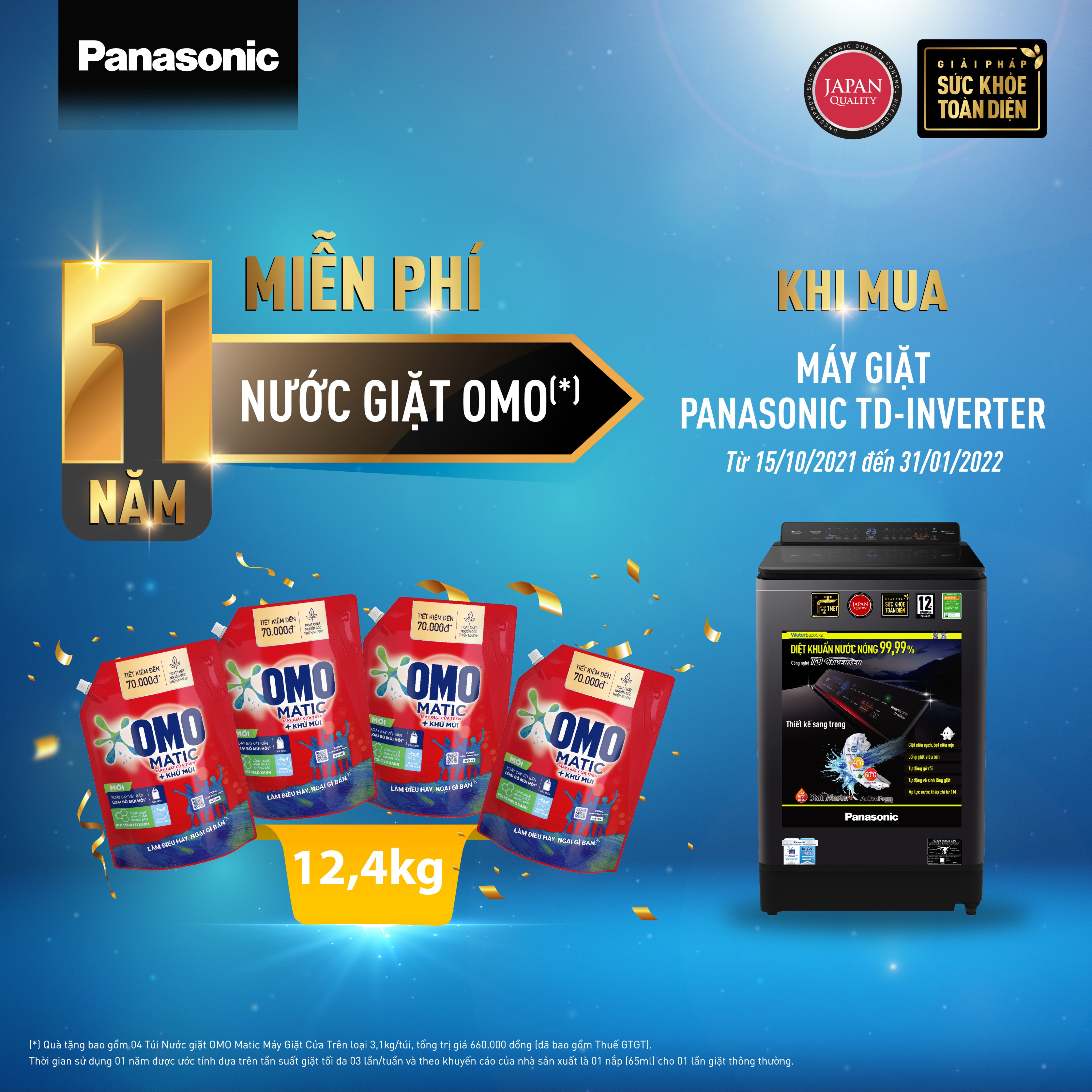 ƯU ĐÃI LỚN KHI MUA MÁY GIẶT PANASONIC – BỘ ĐÔI SẠCH SÂU DIỆT KHUẨN TOÀN DIỆN