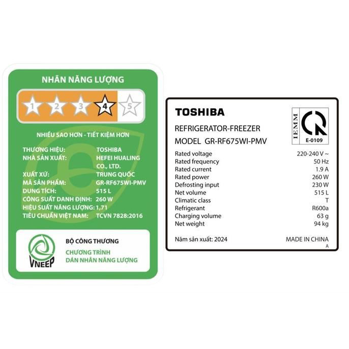 Tủ lạnh thông minh Toshiba Inverter 515 lít GR-RF675WI-PMV(06)-MG