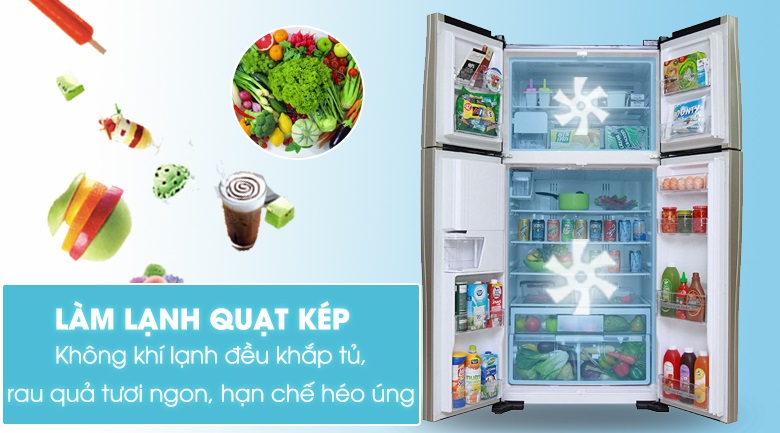 L&agrave;m lạnh quạt k&eacute;p - Tủ lạnh Hitachi Inverter 540 l&iacute;t R-FW690PGV7X GBK